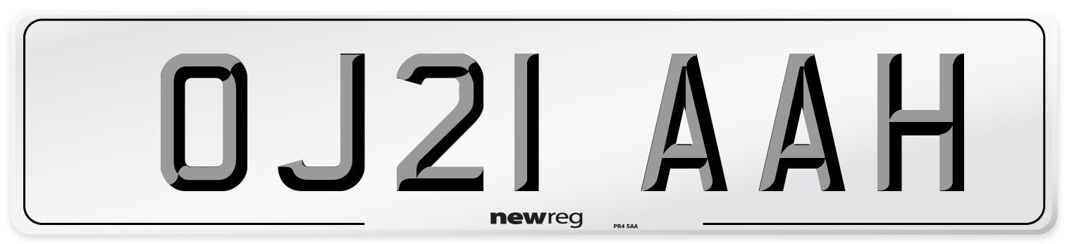 OJ21 AAH Number Plate from New Reg